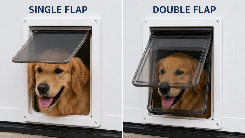 single flap versus insulated double flap dog door